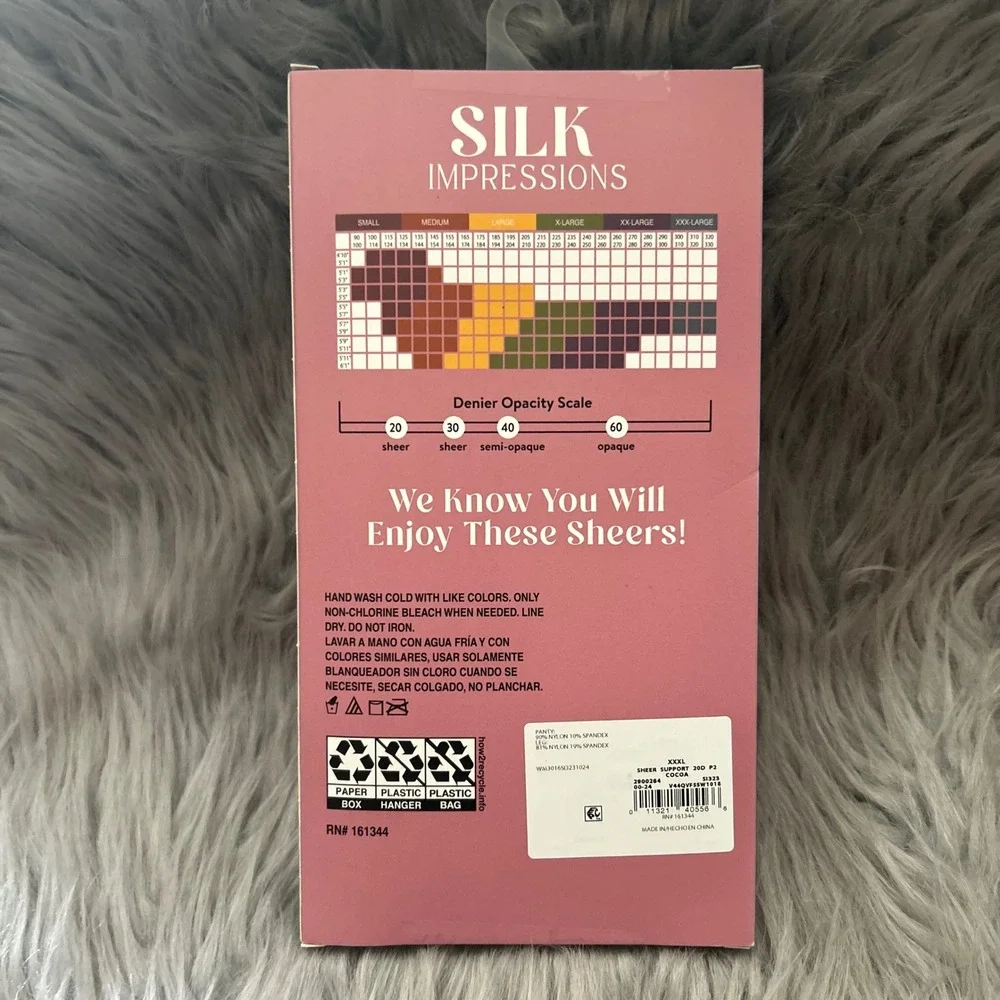 Silk Impressions Light Support Sheer Tights Women's Size XXXL Cocoa High Waisted